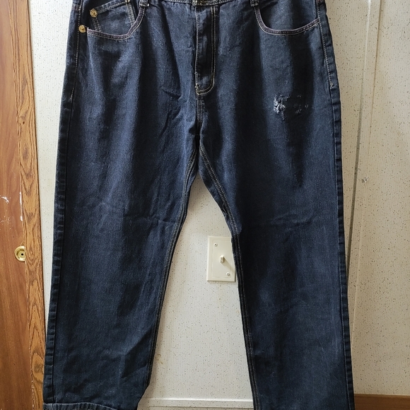 Vintage Clench Jeans Kanji Dragon Embroidery 42x32" Baggy Affliction Style 90s - Picture 2 of 16